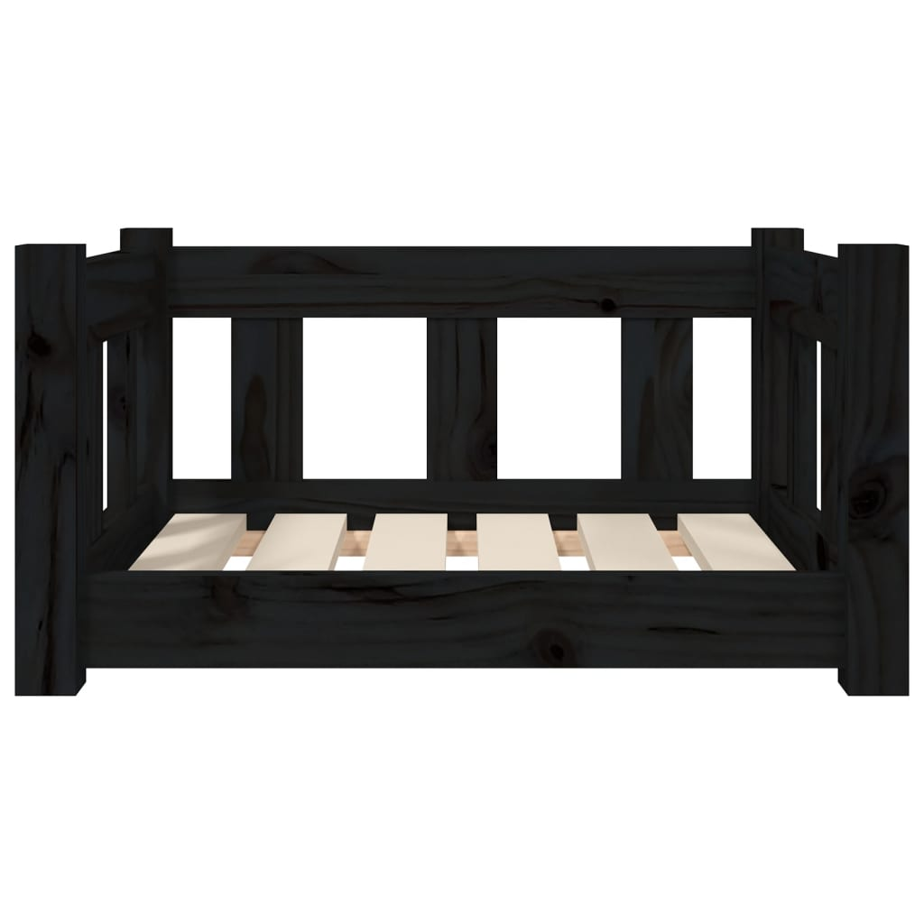 vidaXL Dog Bed Black 21.9"x17.9"x11" Solid Wood Pine - Comfortable & Stylish Pet Furniture