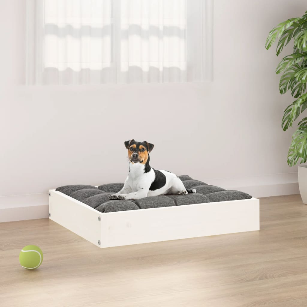 vidaXL Dog Bed White - Solid Wood Pine - 20.3"x17.3"x3.5"