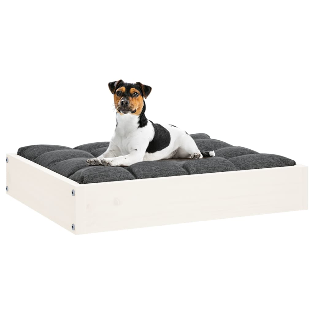 vidaXL Dog Bed White - Solid Wood Pine - 20.3"x17.3"x3.5"