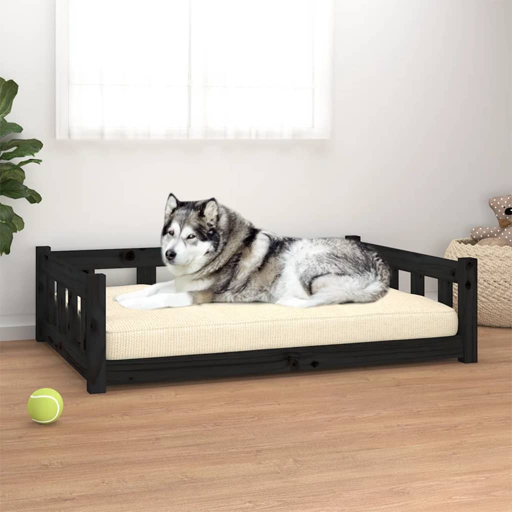 vidaXL Dog Bed Black | Solid Wood Pine | 41.5"x29.7"x11" | Comfortable & Stylish Pet Furniture