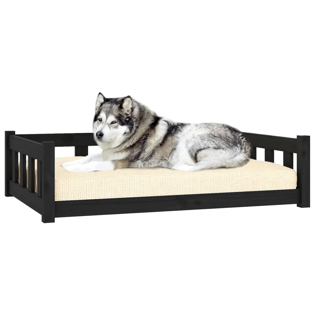 vidaXL Dog Bed Black | Solid Wood Pine | 41.5"x29.7"x11" | Comfortable & Stylish Pet Furniture