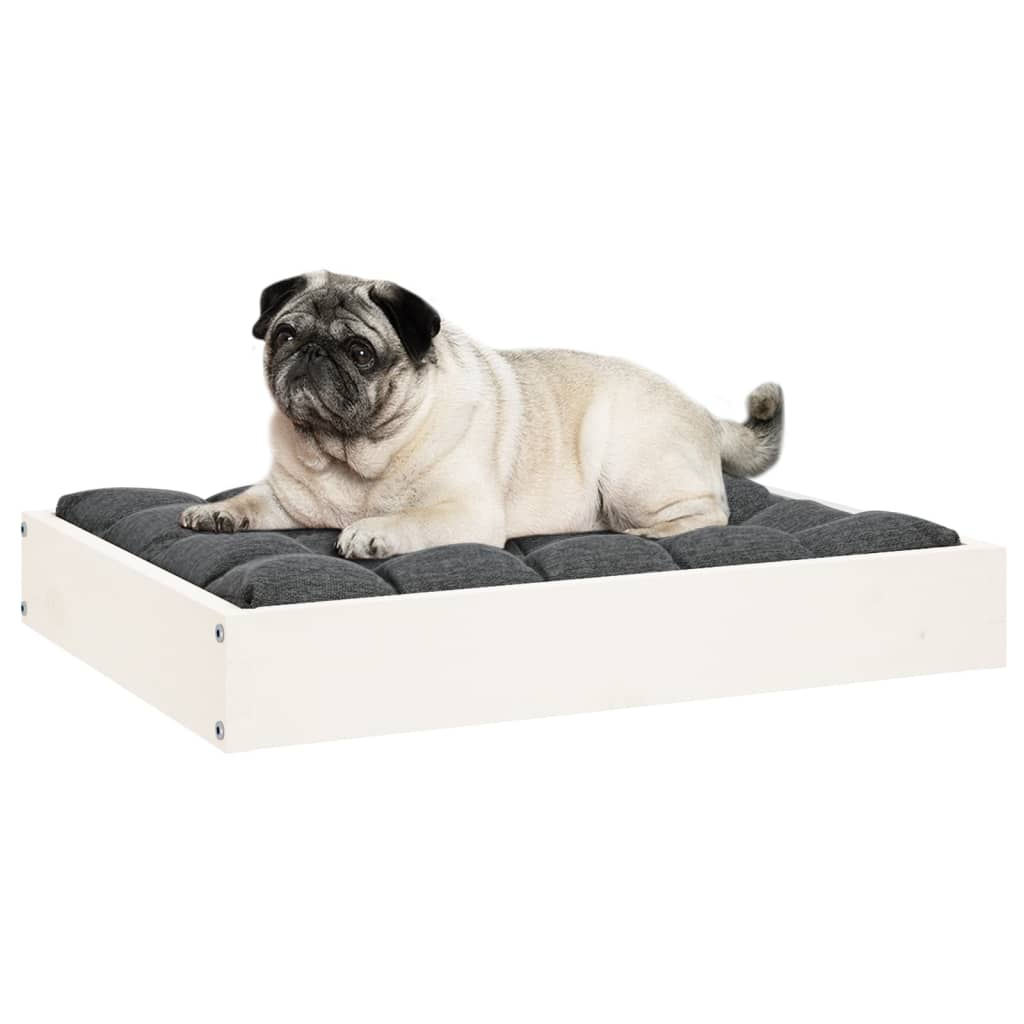 vidaXL Solid Wood Pine Dog Bed - White 24.2"x19.3"x3.5" | Sturdy & Stylish Pet Furniture