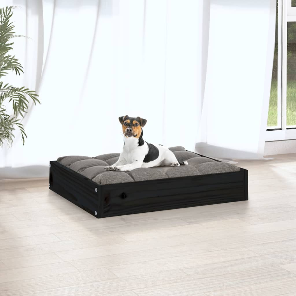 vidaXL Dog Bed Black 20.3"x17.3"x3.5" Solid Wood Pine - Comfortable and Stylish