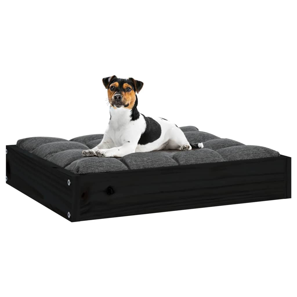 vidaXL Dog Bed Black 20.3"x17.3"x3.5" Solid Wood Pine - Comfortable and Stylish