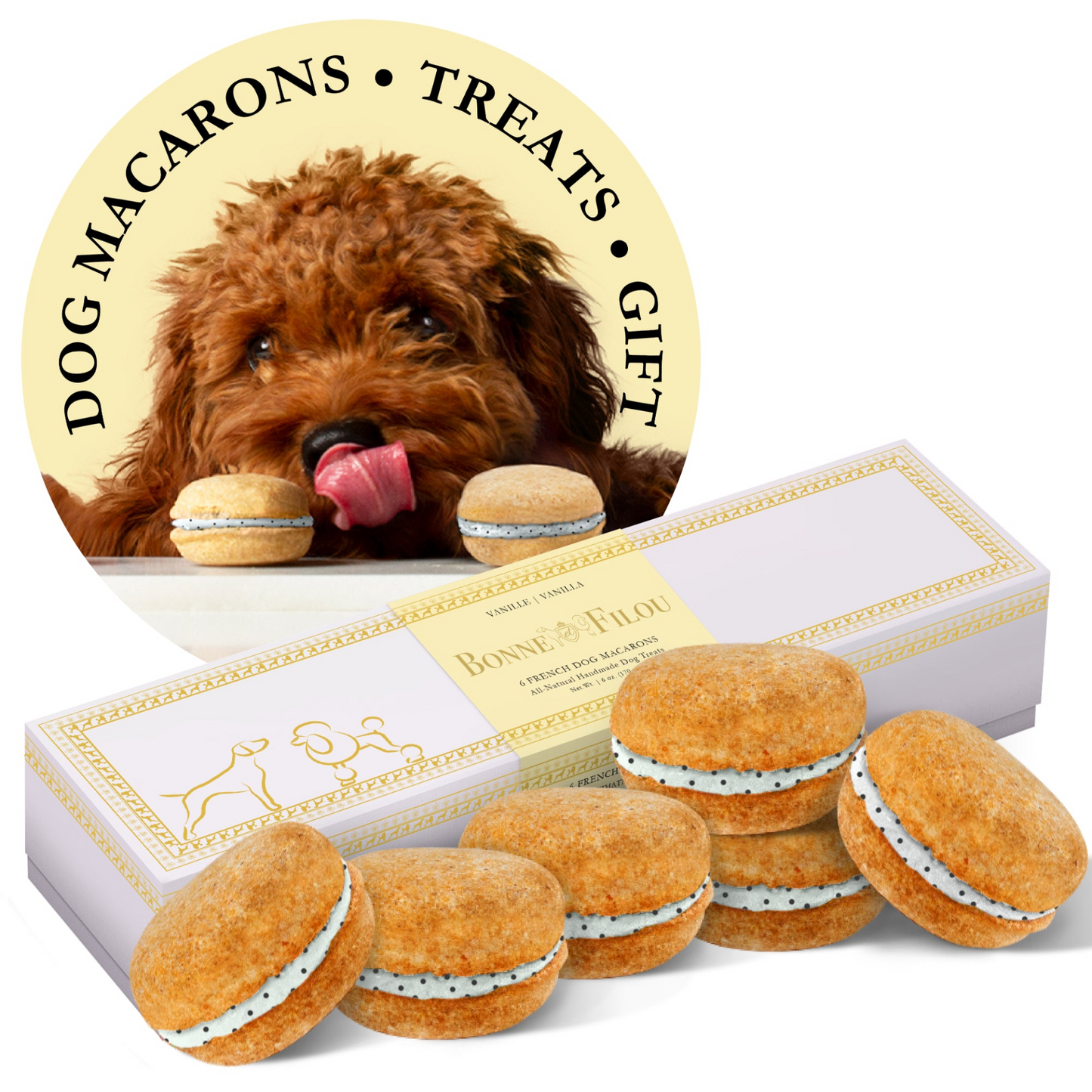 Premium Dog Macarons (Box of 6) - All Natural, Handmade Treats