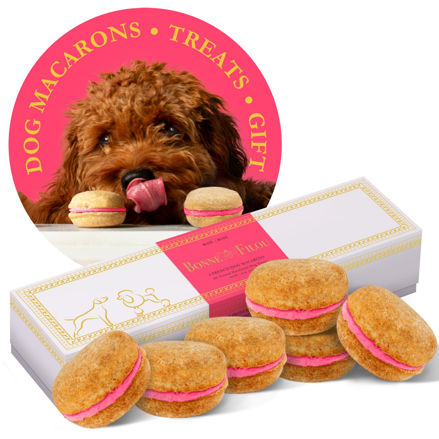 Premium Dog Macarons (Box of 6) - All Natural, Handmade Treats