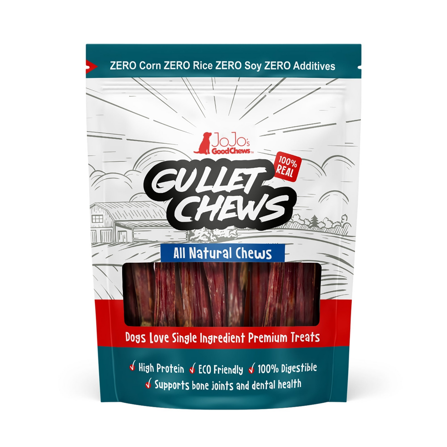 All-Natural Beef Gullet Stick Dog Treats – Delicious & Nutritious Healthy Chews for Happy Dogs – 6" (10-Pack)