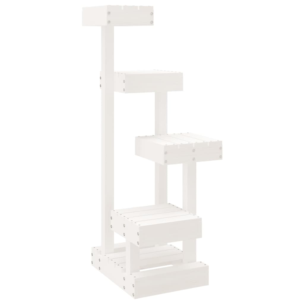 vidaXL White Cat Tree - Solid Pine Wood, Multi-Level 17.9"x19.3"x40.6"