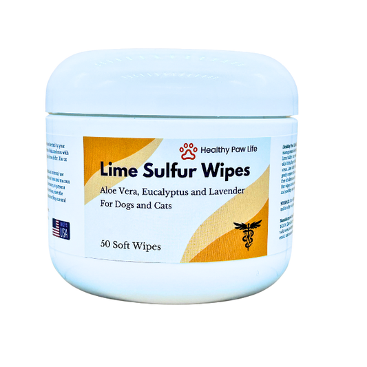 Healthy Paw Life’s Lime Sulfur Wipes - Relief for Itching, Scratching, and Redness - Infused with Lime Sulfur, Aloe & Essential Oils - Skin Care Solution for Pets (50ct, 2" Skin Soothe Wipes)