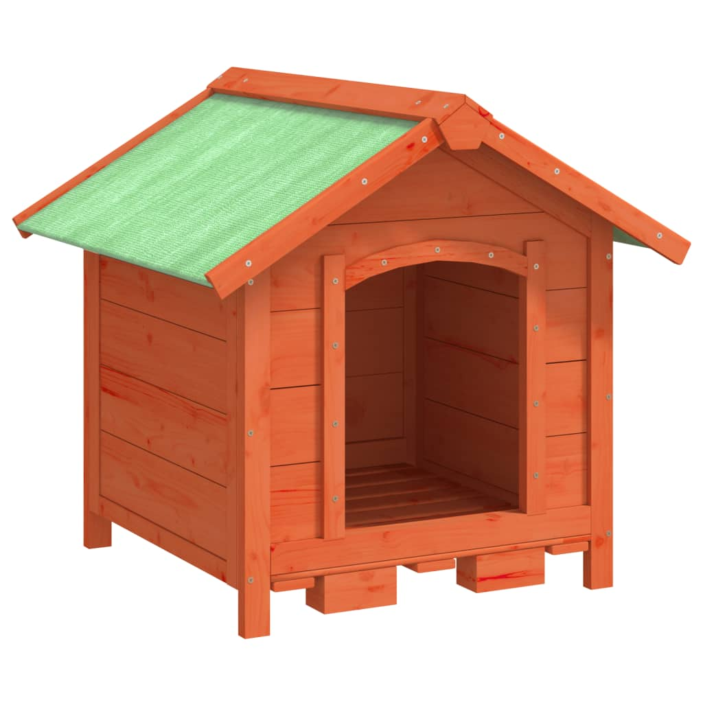 vidaXL Solid Pine Wood Dog Kennel - Brown & Green, 25.6"x25.6"x24.2", Weather-Resistant Roof, Large Entrance, Multi-Pet Use