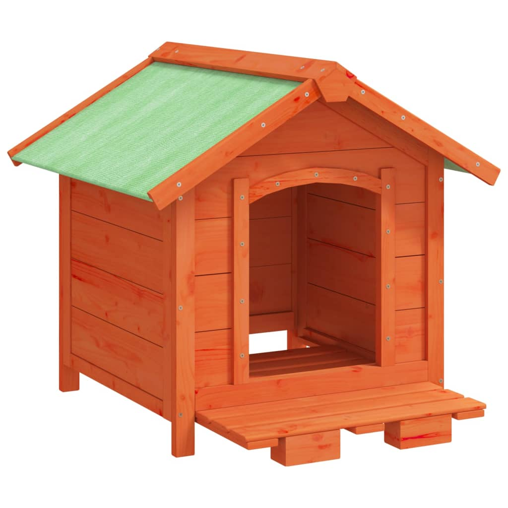 vidaXL Solid Pine Wood Dog Kennel - Brown & Green, 25.6"x25.6"x24.2", Weather-Resistant Roof, Large Entrance, Multi-Pet Use