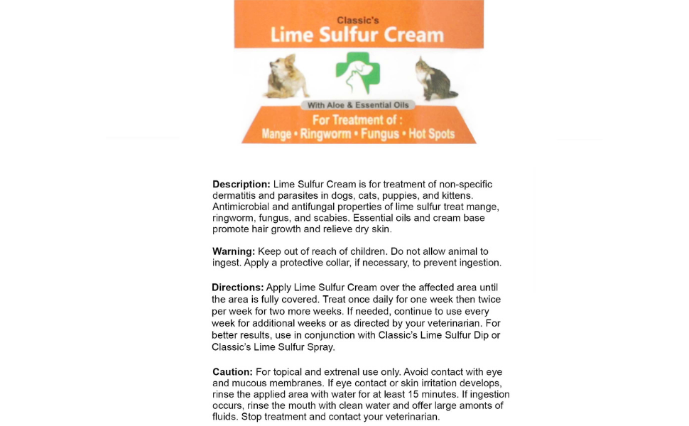 Lime Sulfur Pet Skin Cream - Effective Relief for Itchy Skin and Skin Disorders